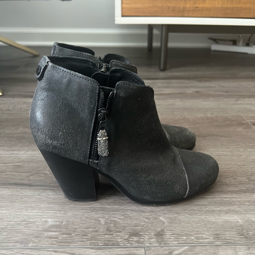 Rag and bone distressed black boot with side zippers